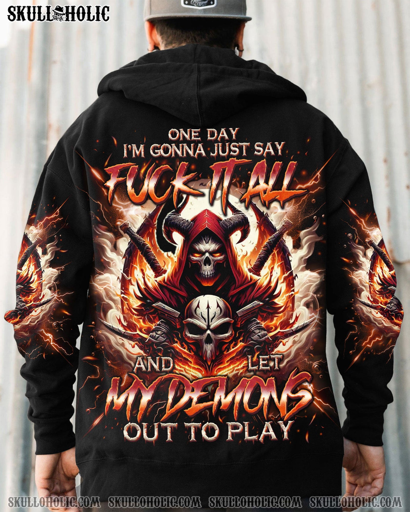 BLISSCORNERS ONE DAY I'M GONNA JUST SAY FIRE SKULL ALL OVER PRINT