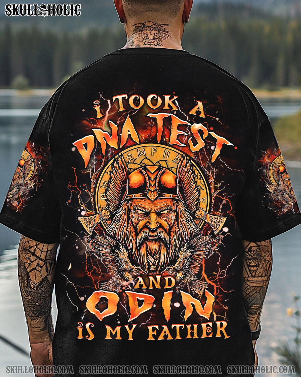 BLISSCORNERS ODIN IS MY FATHER VIKING SKULL ALL OVER PRINT