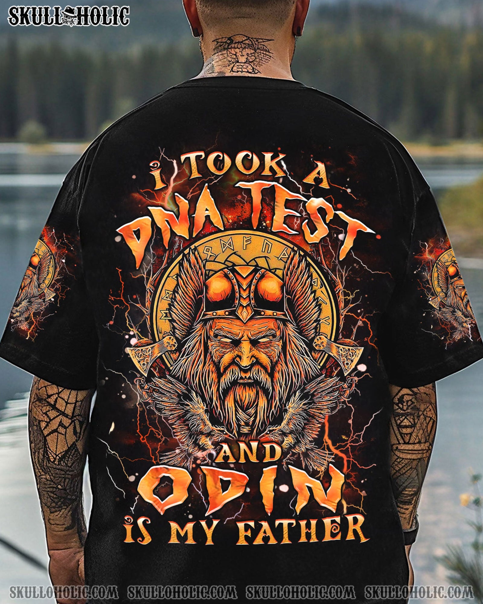 BLISSCORNERS ODIN IS MY FATHER VIKING SKULL ALL OVER PRINT