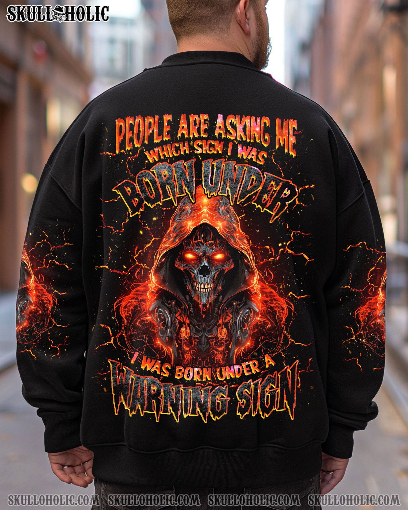 BLISSCORNERS WARNING SIGN SKULL REAPER ALL OVER PRINT