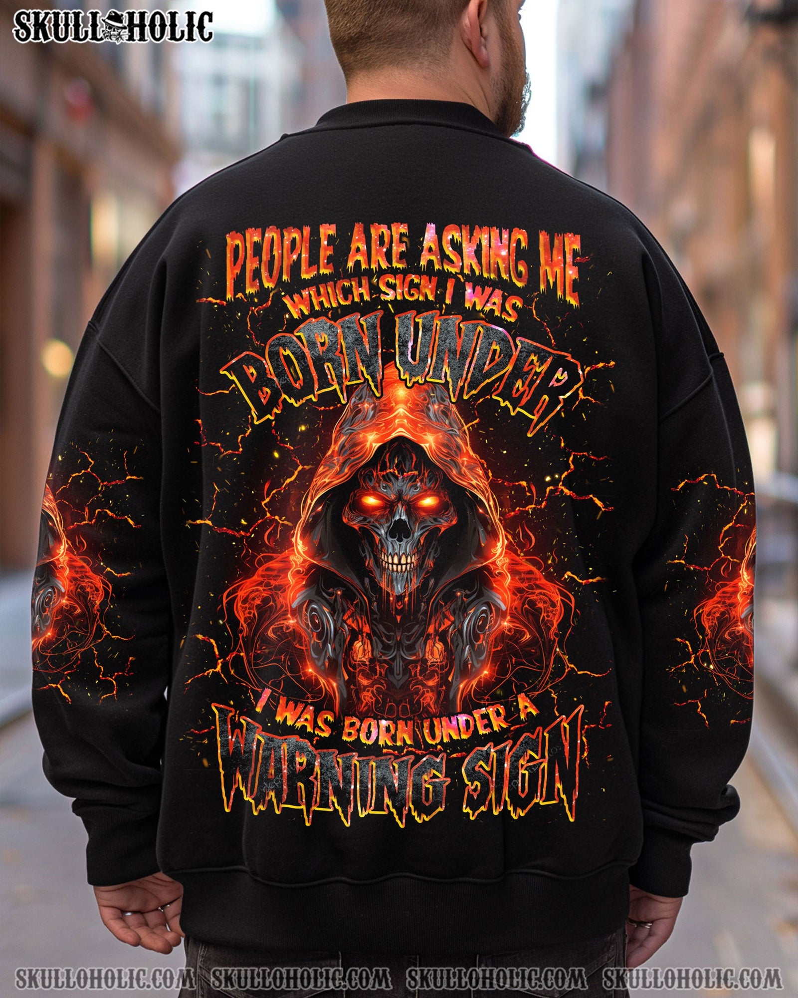 BLISSCORNERS WARNING SIGN SKULL REAPER ALL OVER PRINT