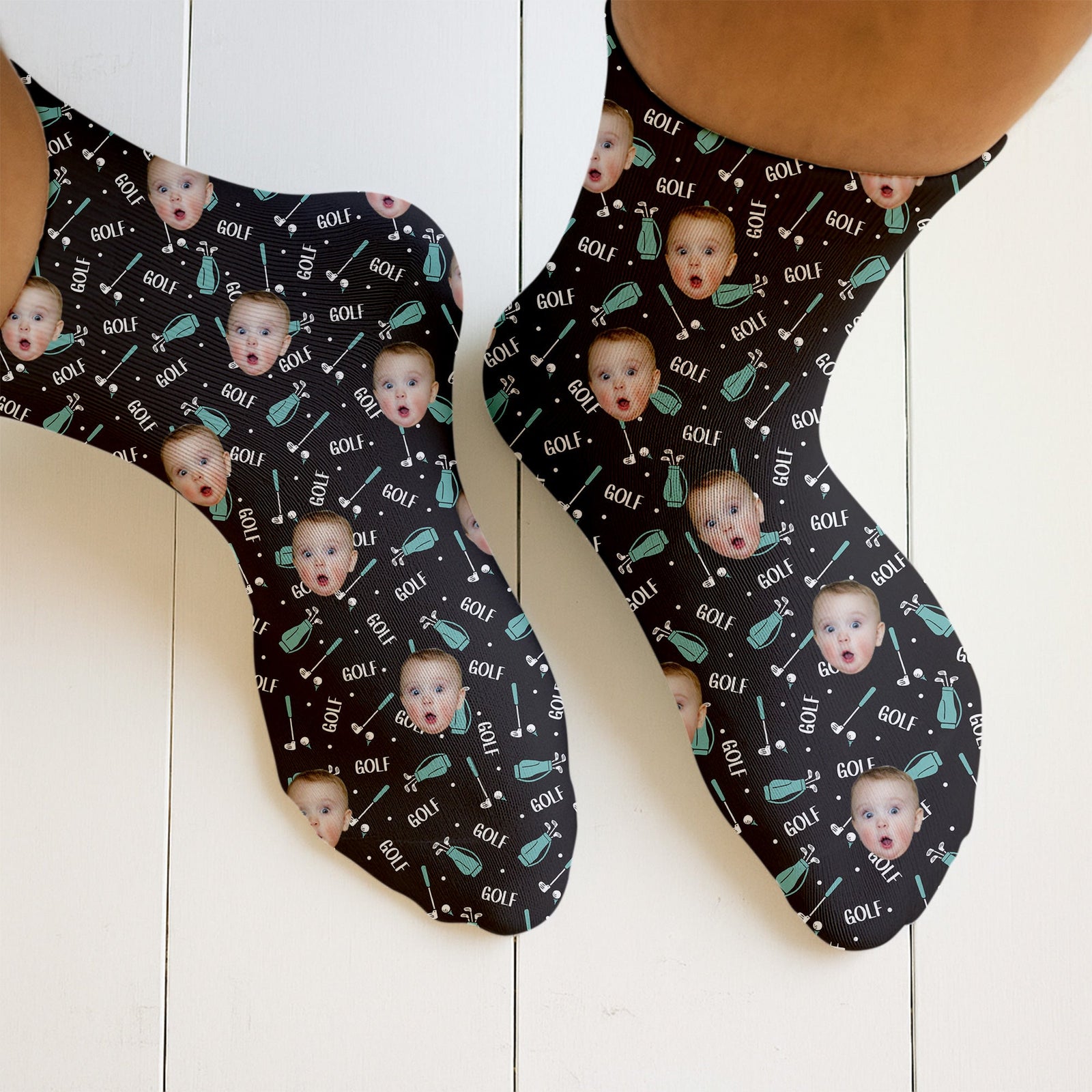 Blisscorners Picture Socks For Dad, Personalized Socks With Photos, Christmas Golf Gift, Gift For Golfing DadLM2611