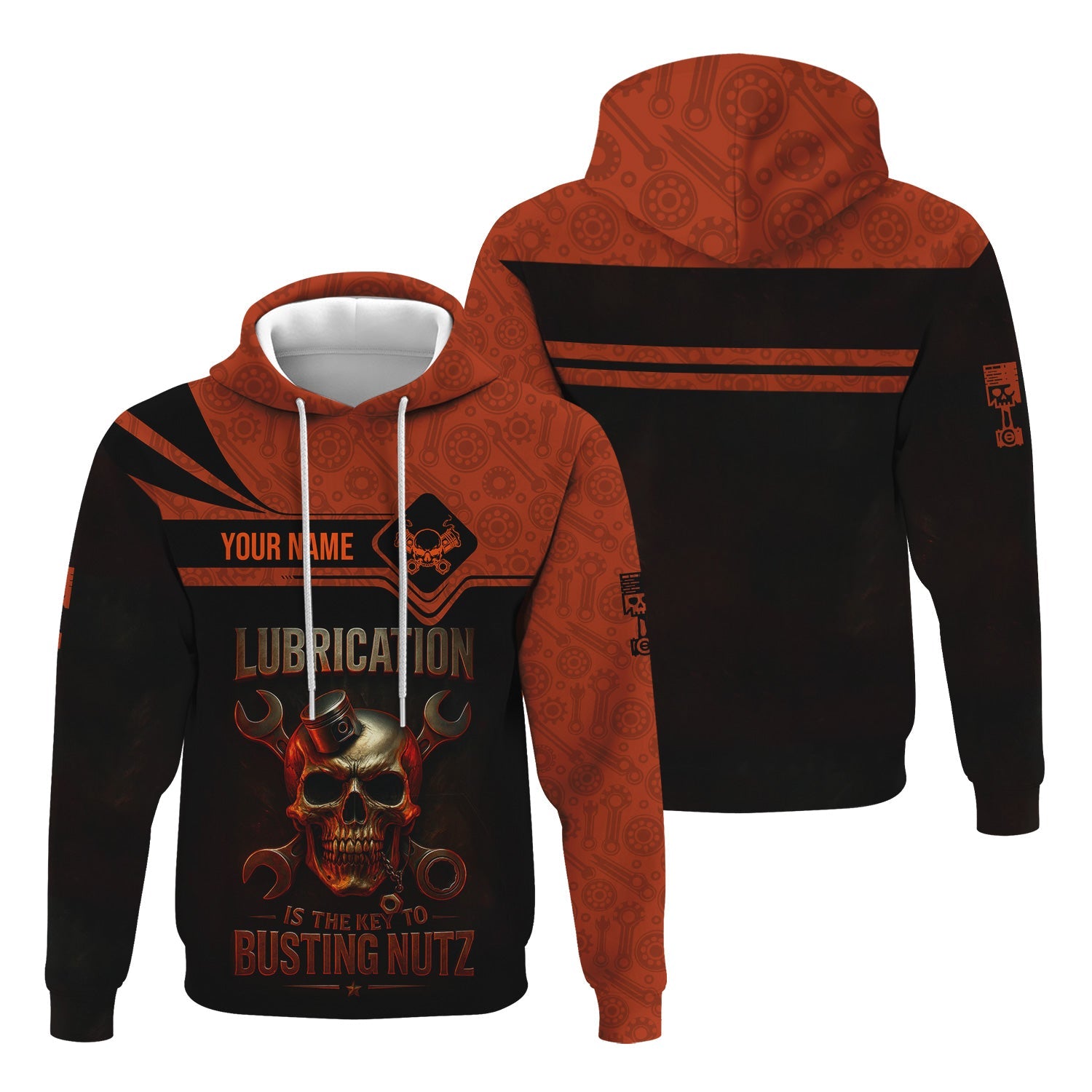 Blisscorners Personalized Mechanic Shirt, Lubrication Is The Key To Busting Nutz, Skull and Wrenches Design, Gift For Men