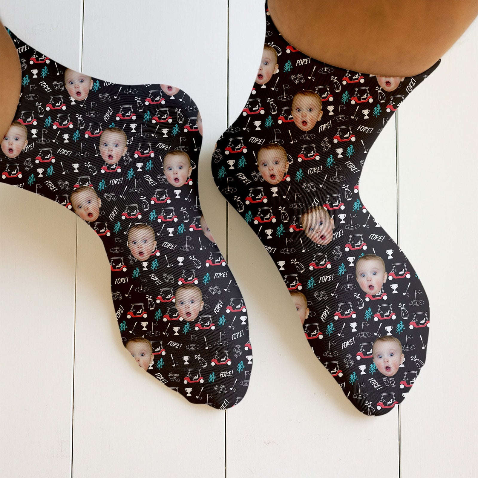 Blisscorners Custom Face Kids Photo, Picture Socks For Dad, Socks With Faces, Christmas Golf GiftLM2611