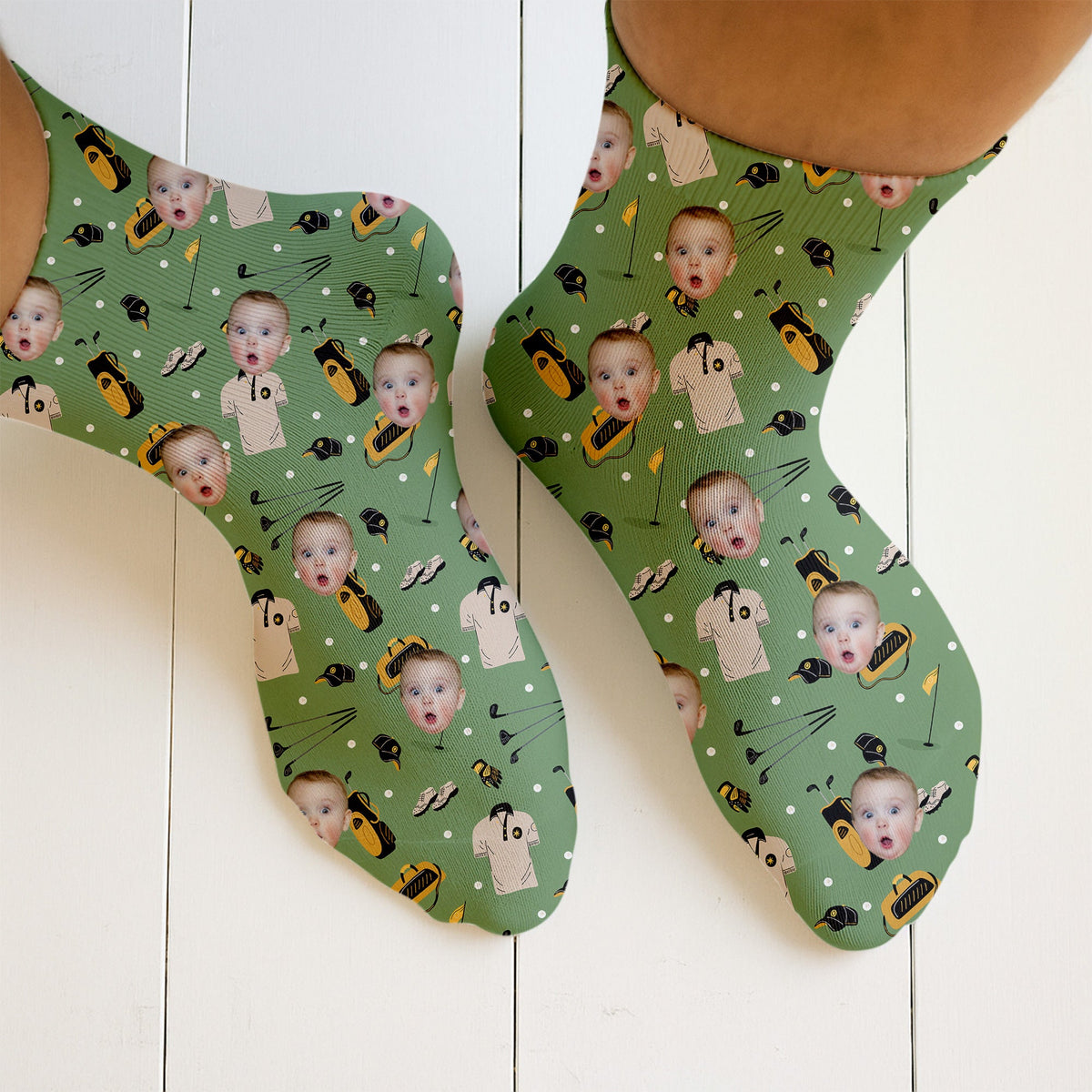 Blisscorners Custom Face Kids Photo, Funny Pattern Socks With Faces, Christmas Golf Gift, Dad Golf GiftLM2611