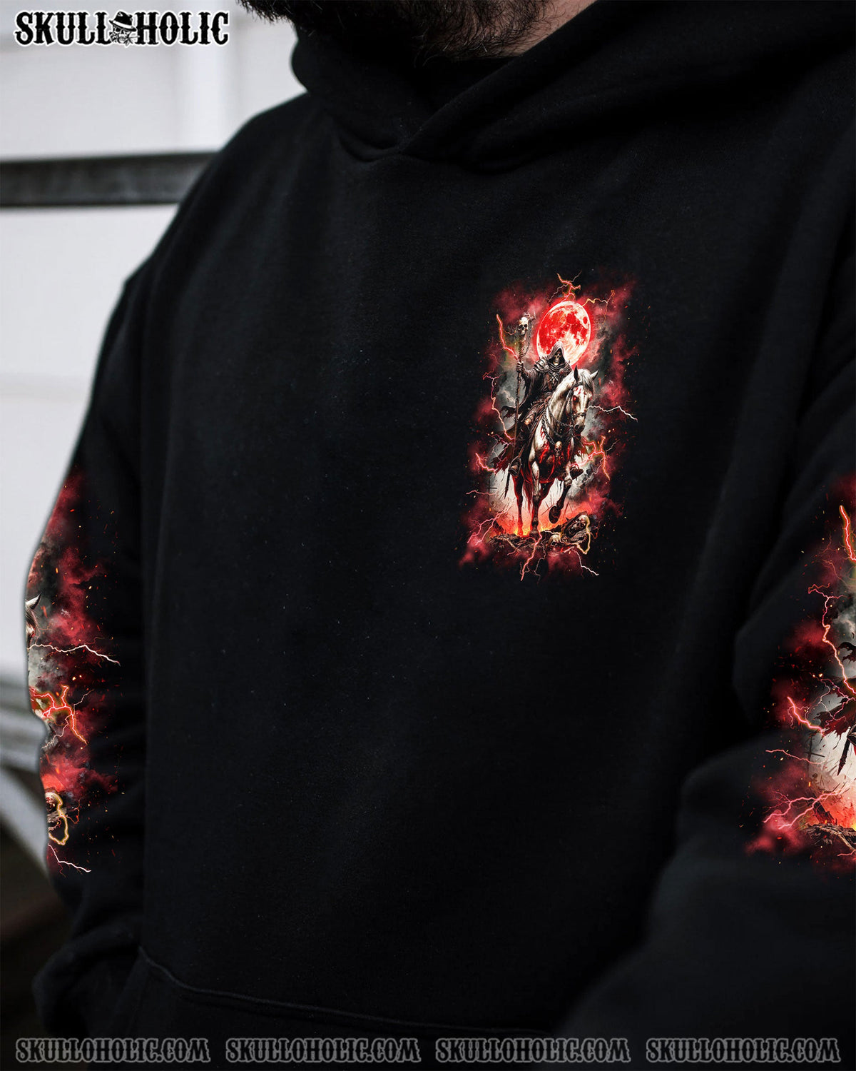 BLISSCORNERS HELL WAS FULL SO I CAME BACK HORSE REAPER SKULL ALL OVER PRINT