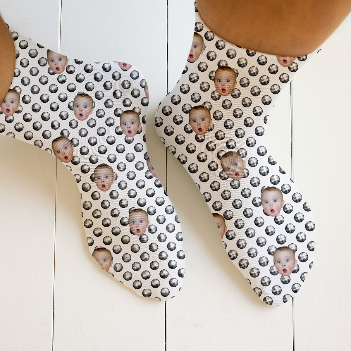 Blisscorners Custom Face Socks, Funny Golf Ball Pattern, Socks With Faces, Christmas Golf GiftLM2611