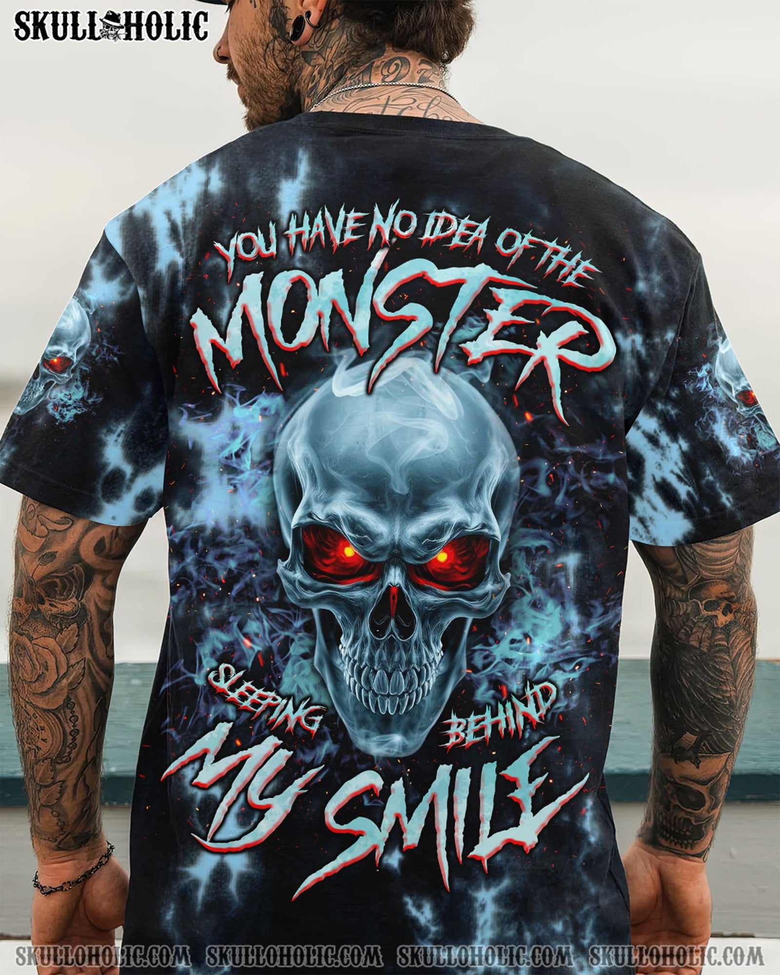 BLISSCORNERS THE MONSTER SLEEPING BEHIND MY SMILE SKULL TIE DYE  ALL OVER PRINT