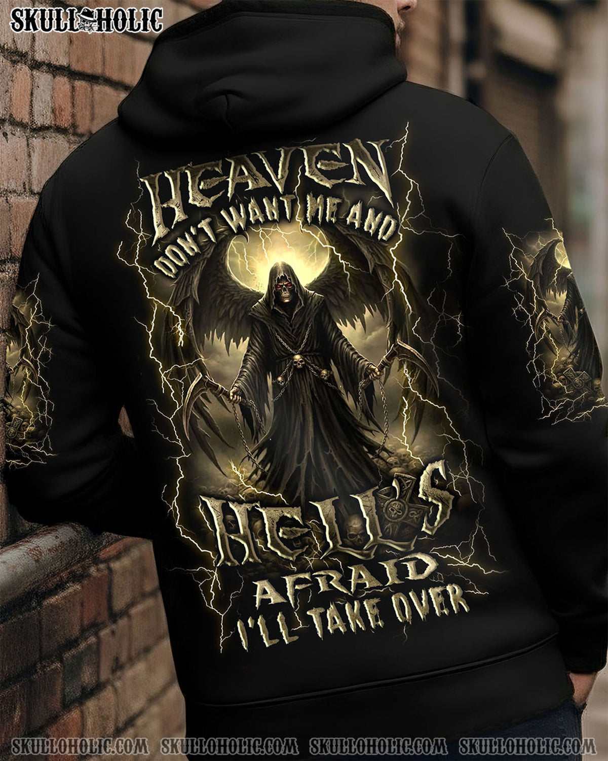 BLISSCORNERS HEAVEN DON'T WANT ME SKULL REAPER ALL OVER PRINT