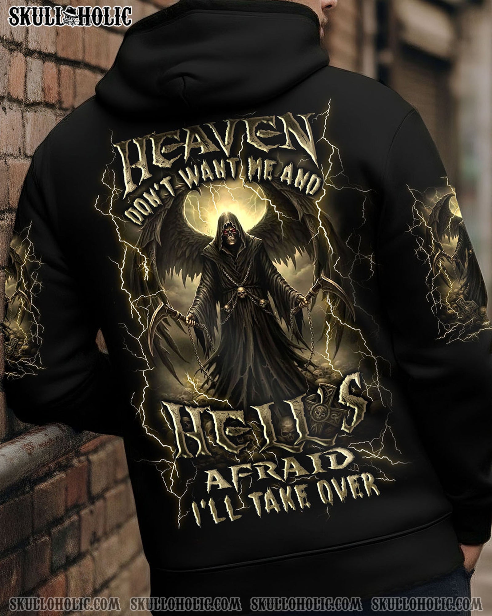BLISSCORNERS HEAVEN DON'T WANT ME SKULL REAPER ALL OVER PRINT