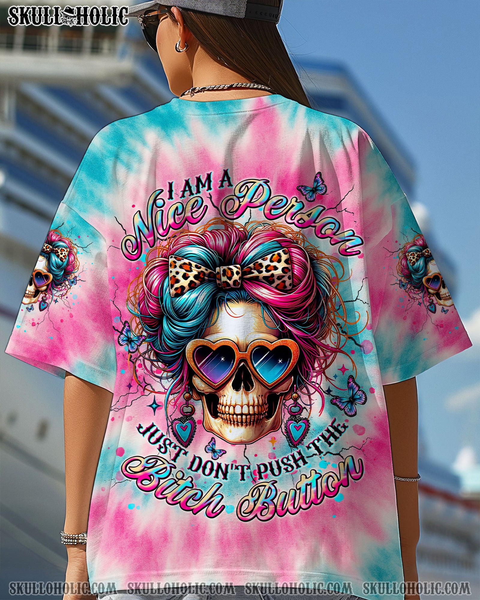 BLISSCORNERS I AM A NICE PERSON SKULL TIE DYE ALL OVER PRINT
