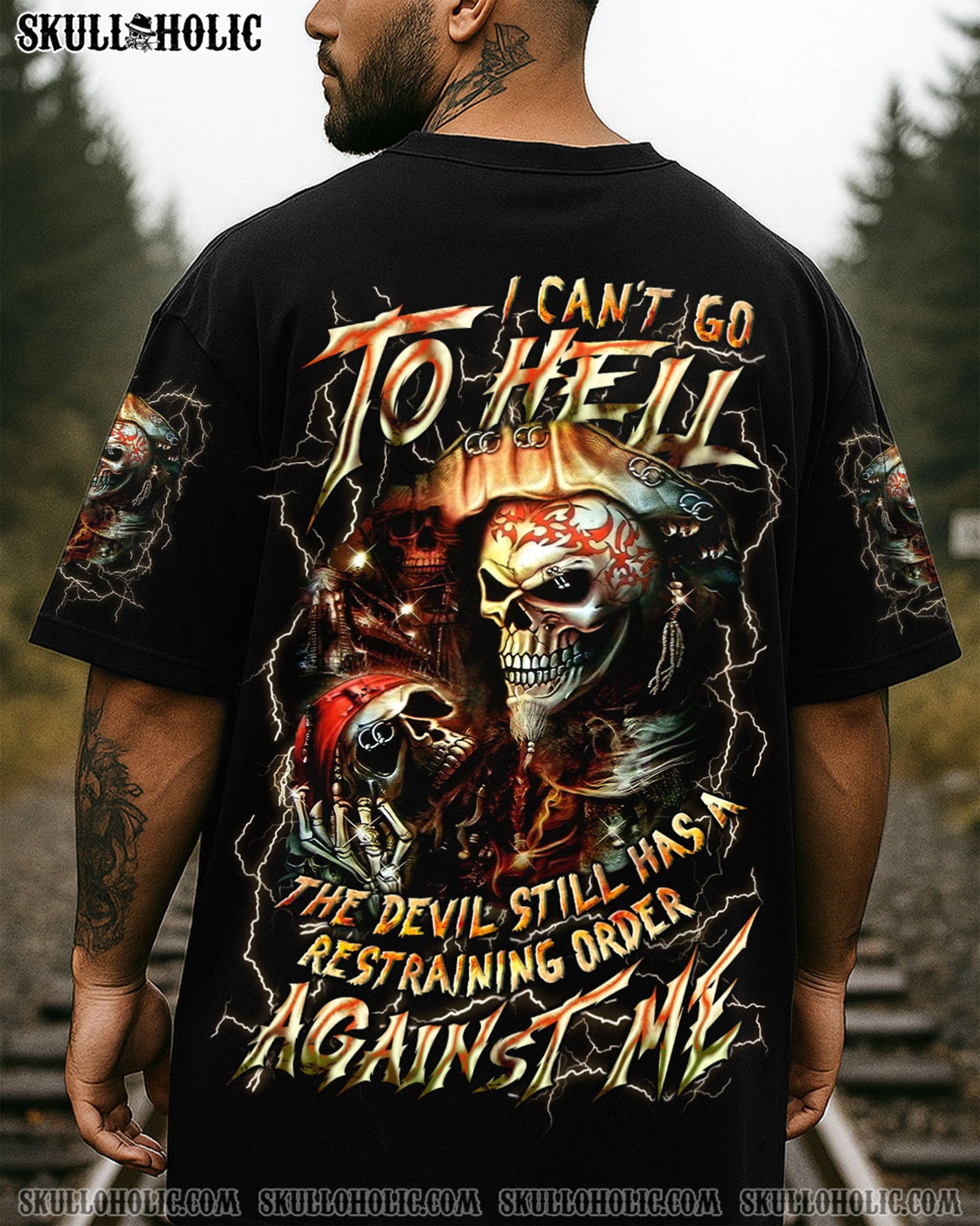 BLISSCORNERS I CAN'T GO TO HELL PIRATE SKULL ALL OVER PRINT