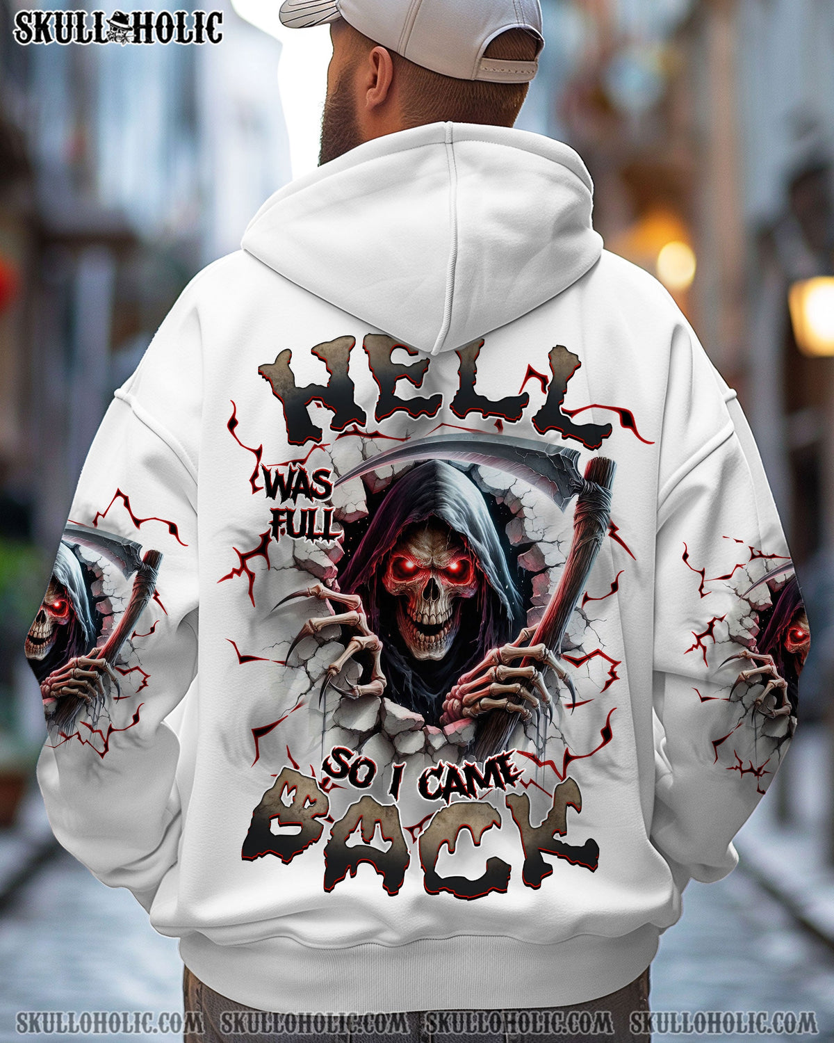 BLISSCORNERS HELL WAS FULL SO I CAME BACK REAPER SKULL ALL OVER PRINT