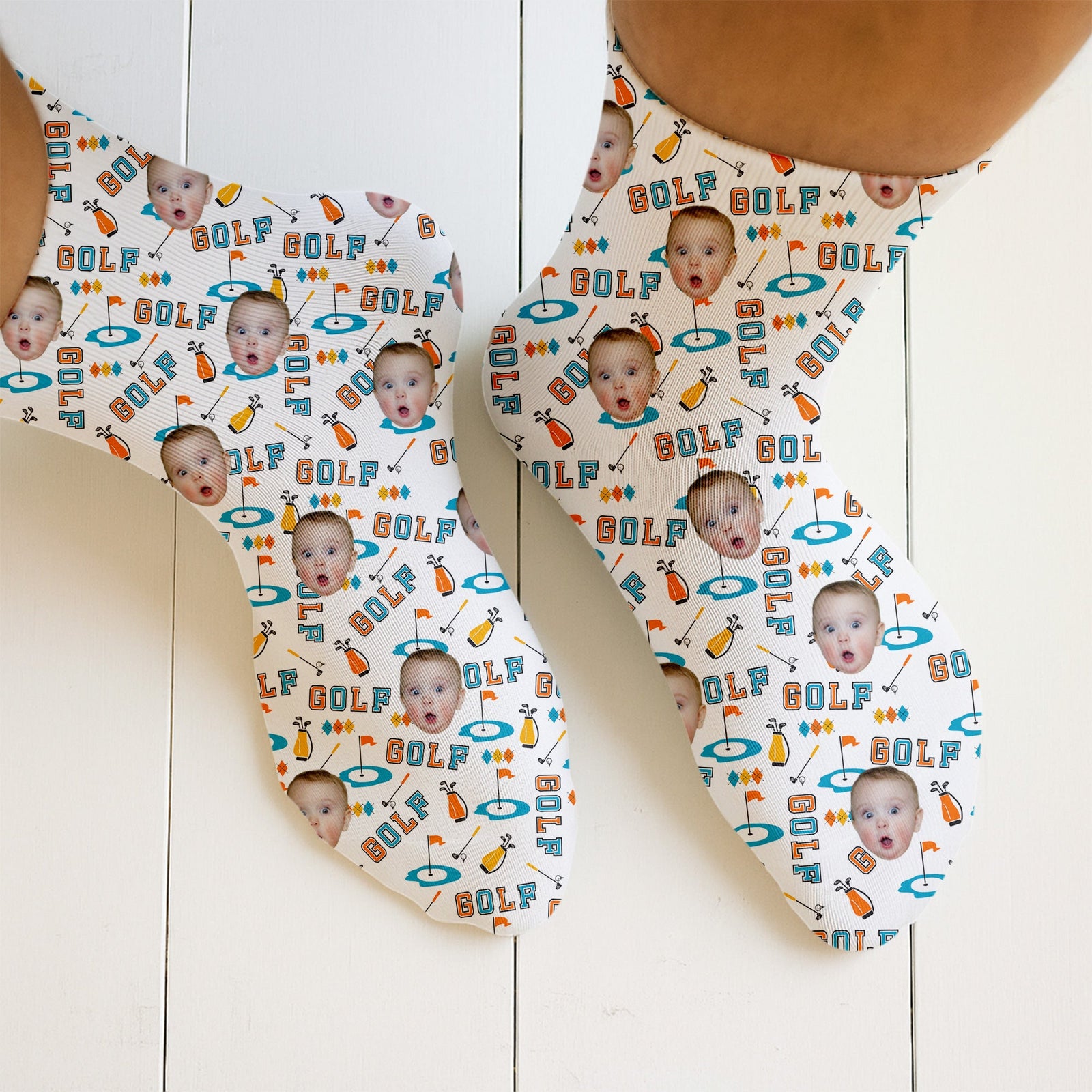 Blisscorners Custom Socks With Pictures, Face Socks For Golfer, Fun Socks For Men, Christmas Golf GiftLM2611