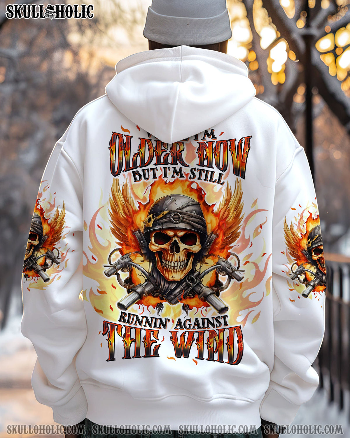 BLISSCORNERS RUNNING AGAINST THE WIND BIKER SKULL ALL OVER PRINT