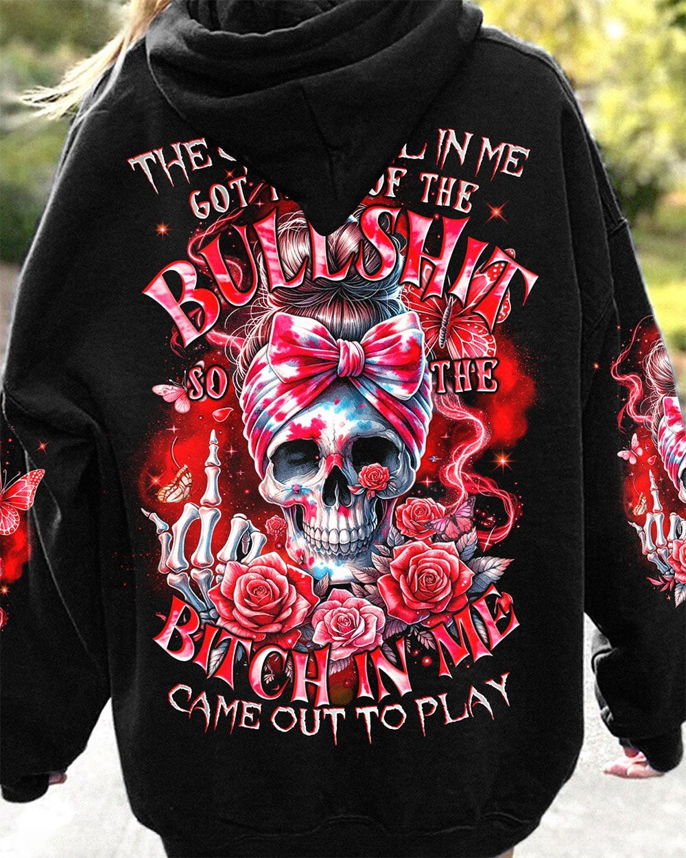 BLISSCORNERS JUDGE ME WHEN SKULL MESSY BUN ALL OVER PRINT