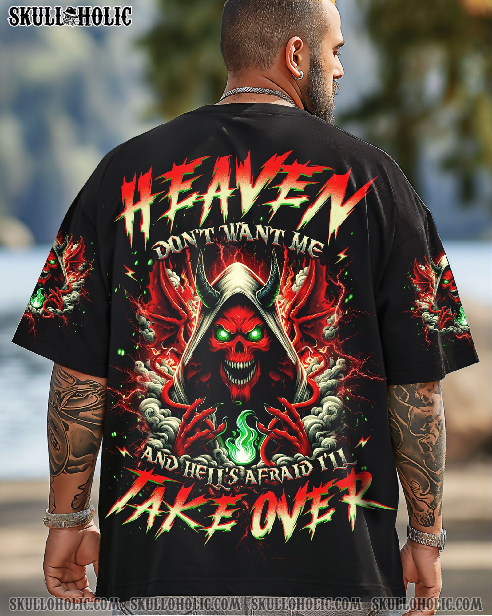 BLISSCORNERS HEAVEN DON'T WANT ME SKULL DEMON ALL OVER PRINT