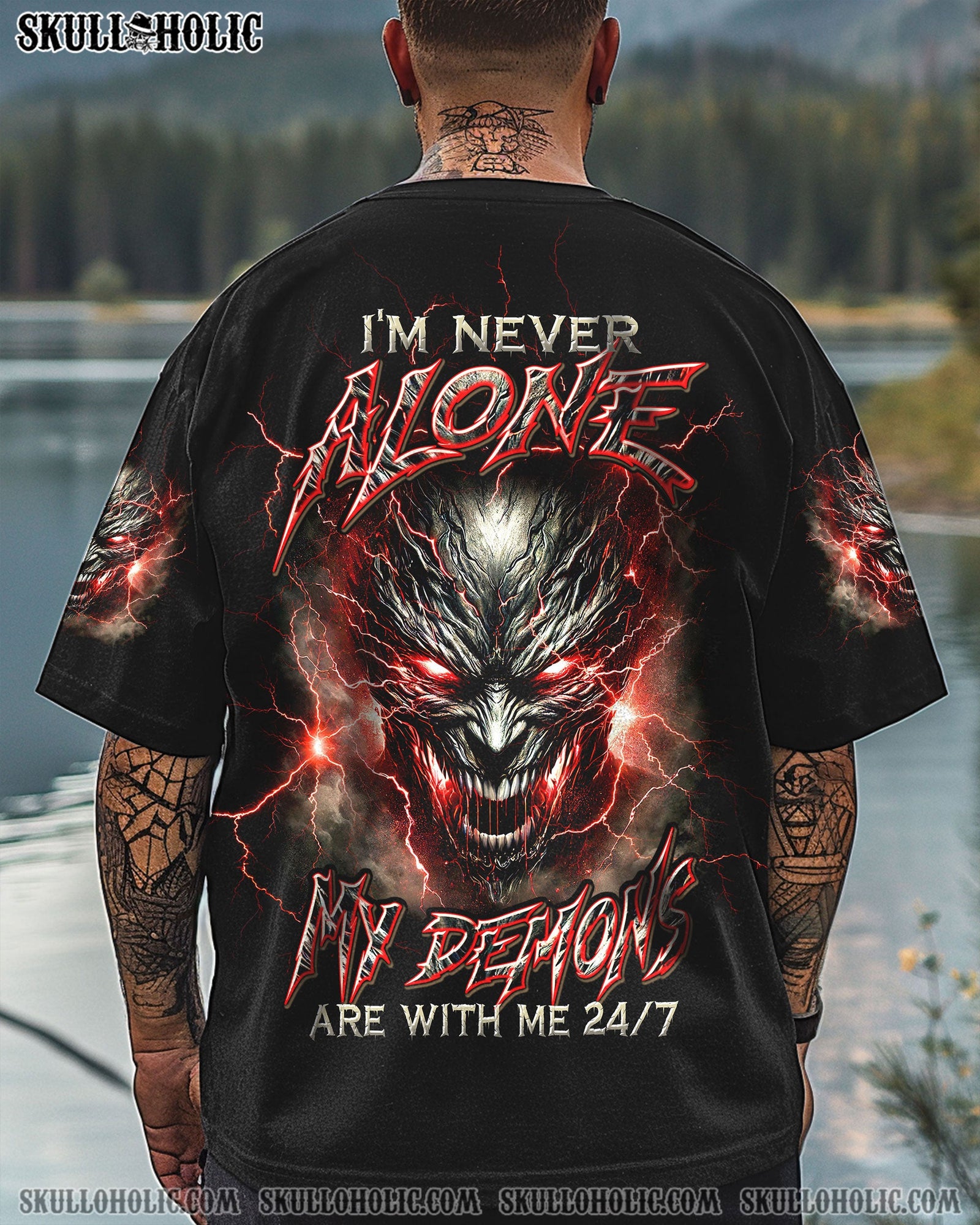 BLISSCORNERS I'M NEVER ALONE MY DEMONS ARE WITH ME 24/7 ALL OVER PRINT