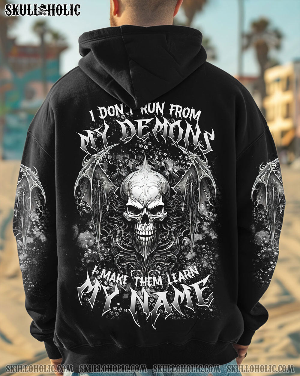 BLISSCORNERS I DON'T RUN FROM MY DEMONS SKULL ALL OVER PRINT