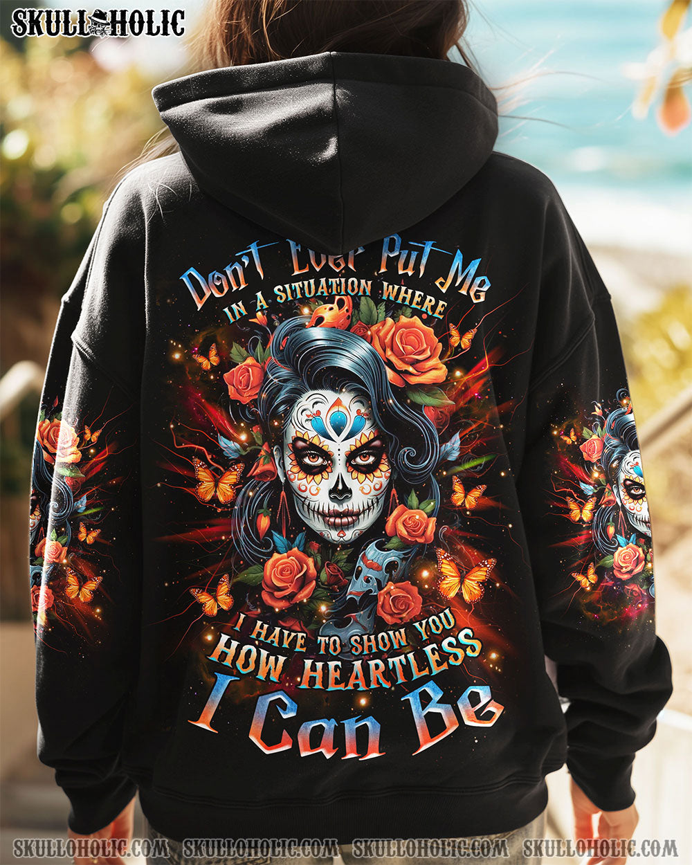 BLISSCORNERS HOW HEARTLESS I CAN BE SKULL LADY  ALL OVER PRINT