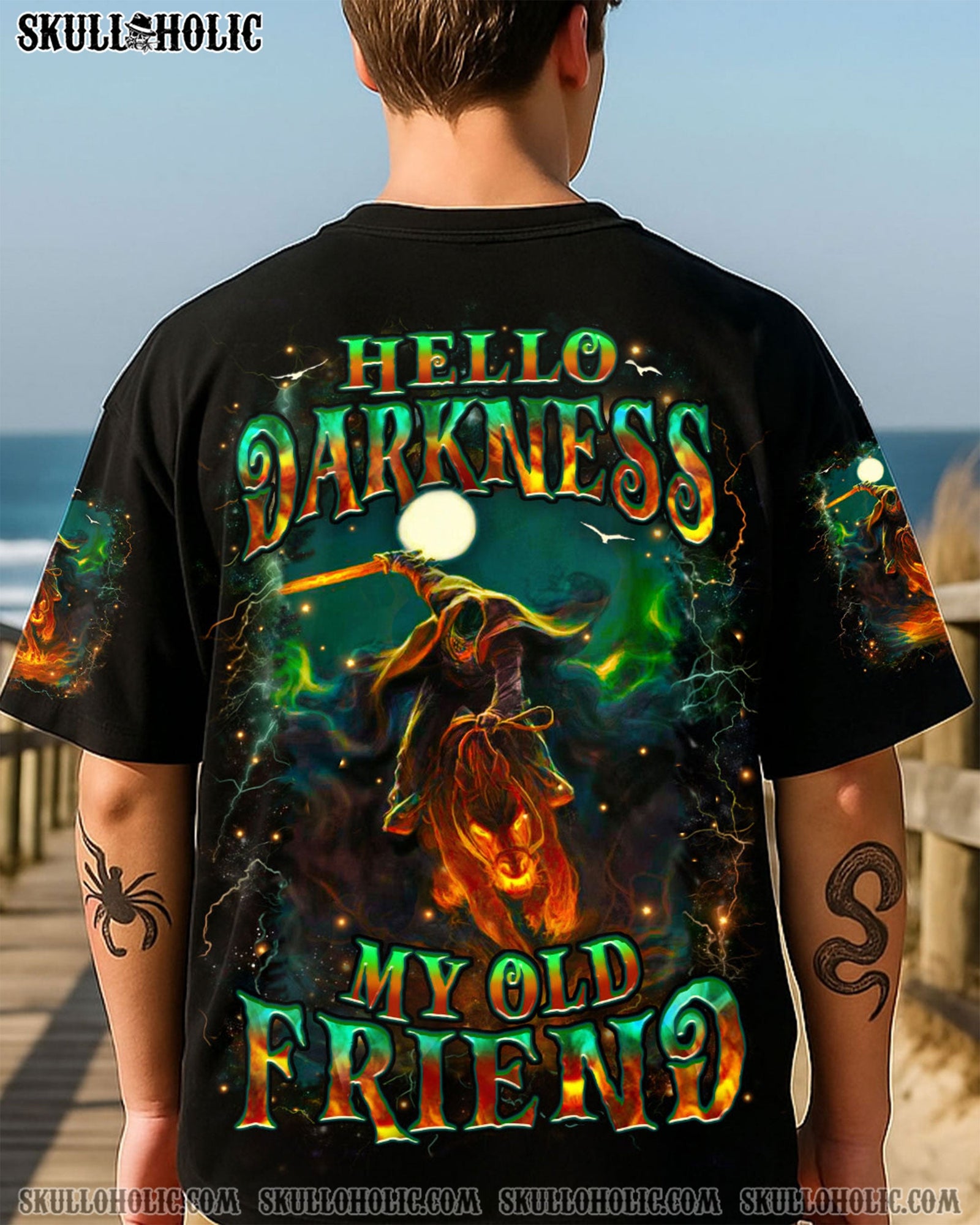 BLISSCORNERS HELLO DARKNESS MY OLD FRIEND HALLOWEEN ALL OVER PRINT
