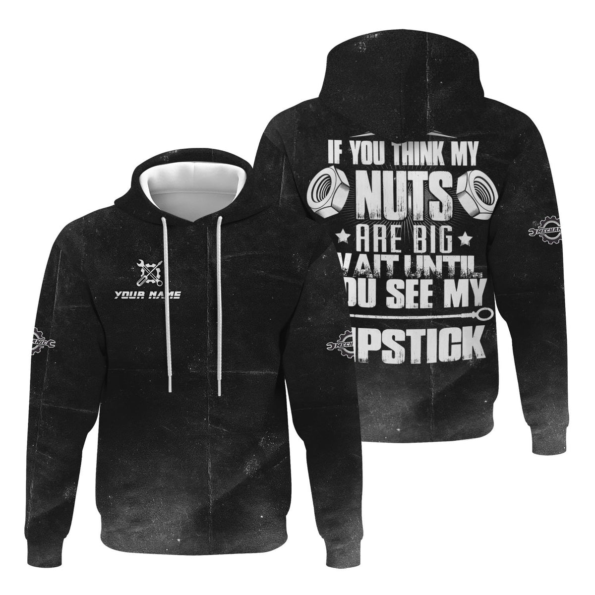 Blisscorners Custom Name Vintage Mechanic Shirt If You Think My Nuts Are Big Wait Until You See My Dipstick T Shirt