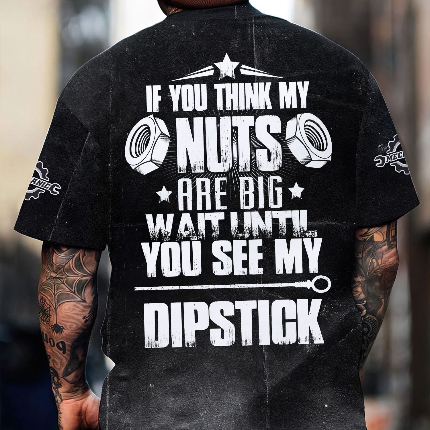 Blisscorners Custom Name Vintage Mechanic Shirt If You Think My Nuts Are Big Wait Until You See My Dipstick T Shirt