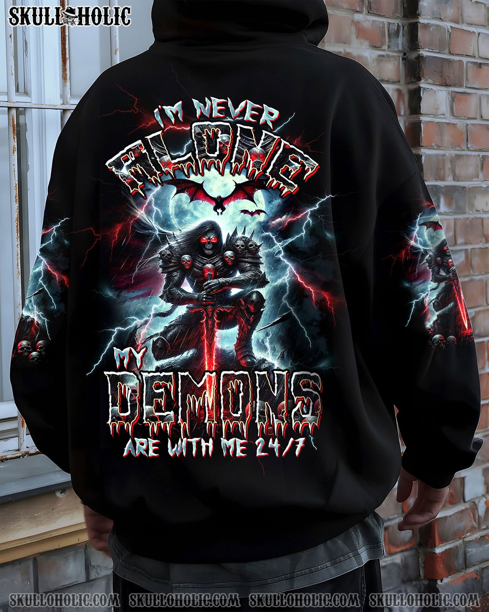 BLISSCORNERS I'M NEVER ALONE MY DEMONS ARE WITH ME 24/7 ALL OVER PRINT