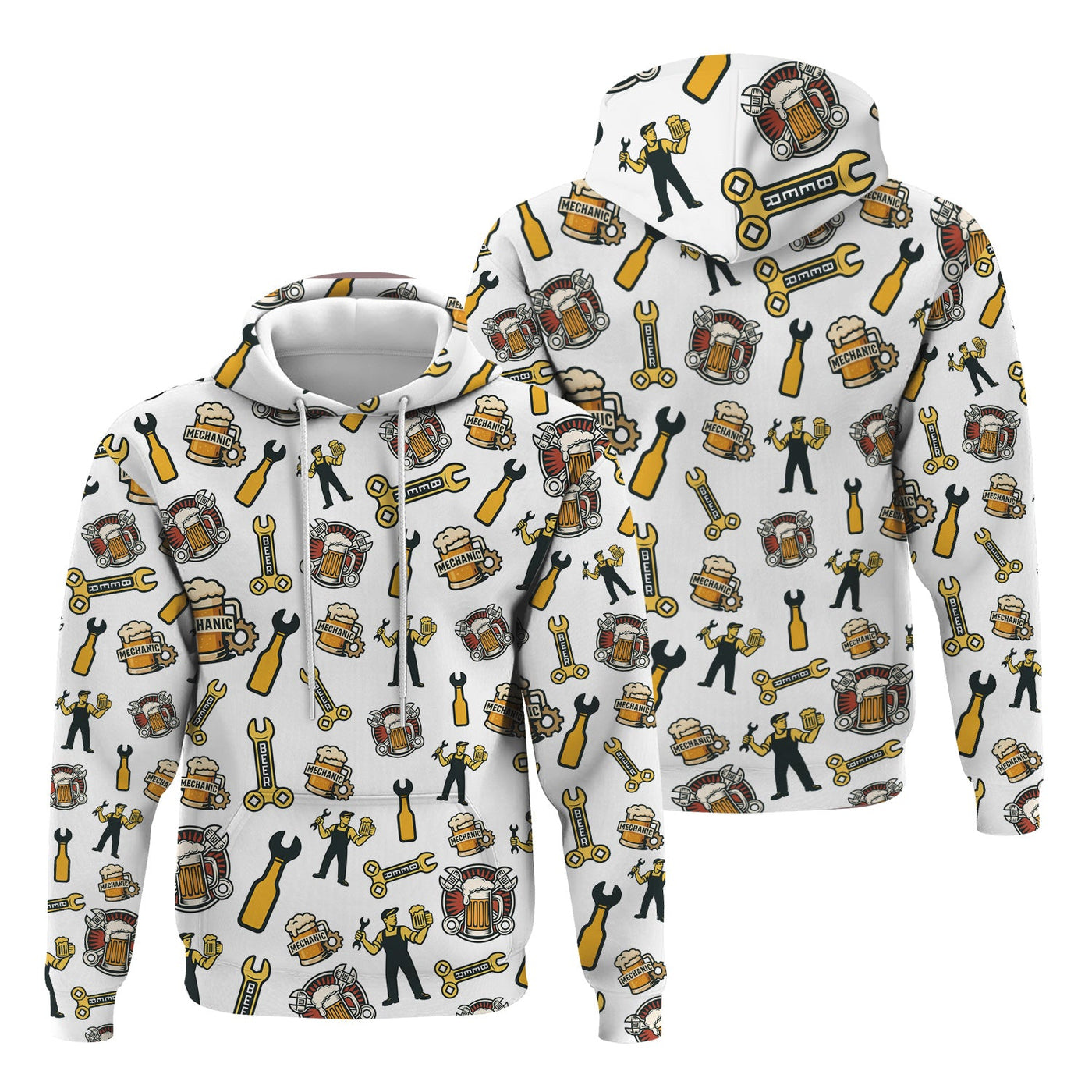 Blisscorners Mechanic T-Shirt Beer and Wrench Funny Pattern Design Shirt Mechanic Gift For Men