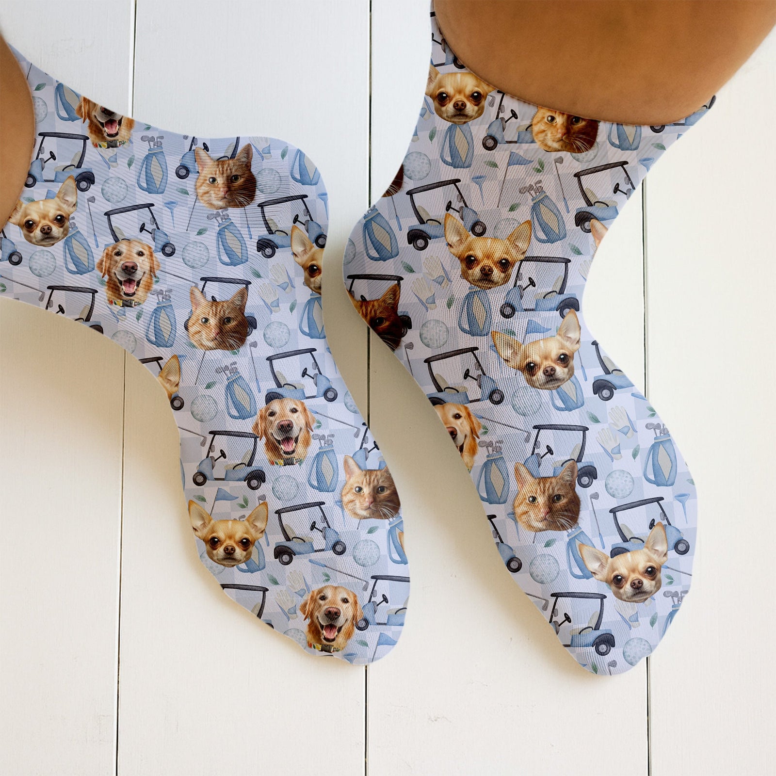 Blisscorners Custom Pet Socks, Custom Face Socks, Fun Socks For Men, Dad Golf Gift, Golf Gifts For DadLM2611