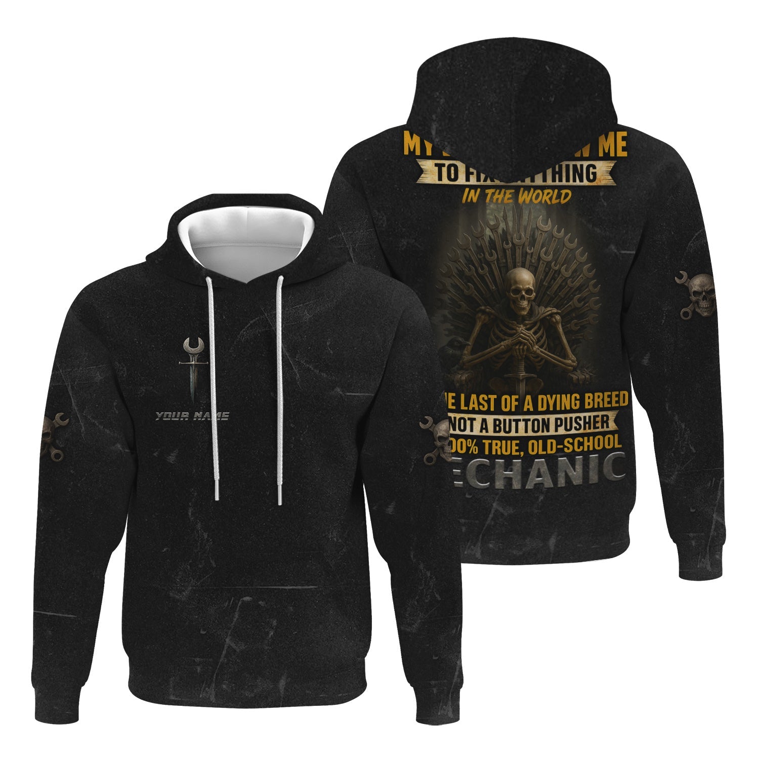 Blisscorners Custom Name Funny Mechanic T Shirt My Skills Allow Me To Fix Anything In The World Shirt For Mechanic