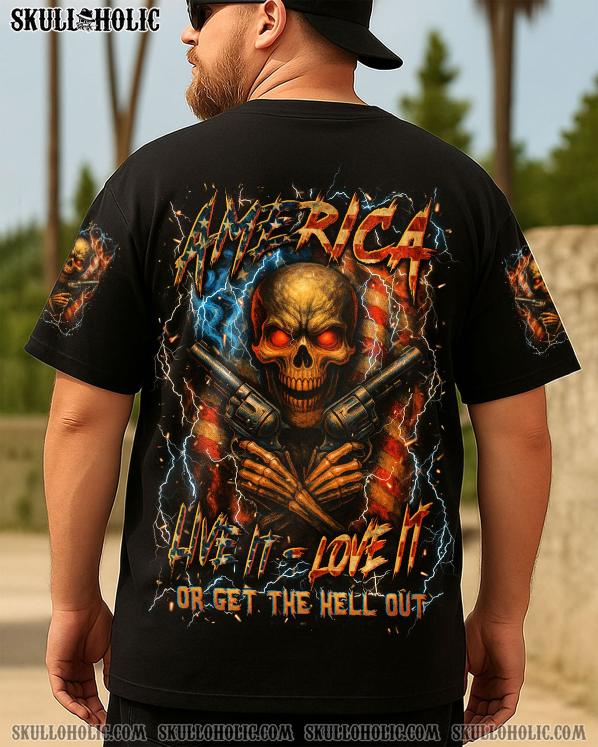 BLISSCORNERS AMERICA LIVE IT LOVE IT OR GET THE HELL OUT ALL OVER PRINT