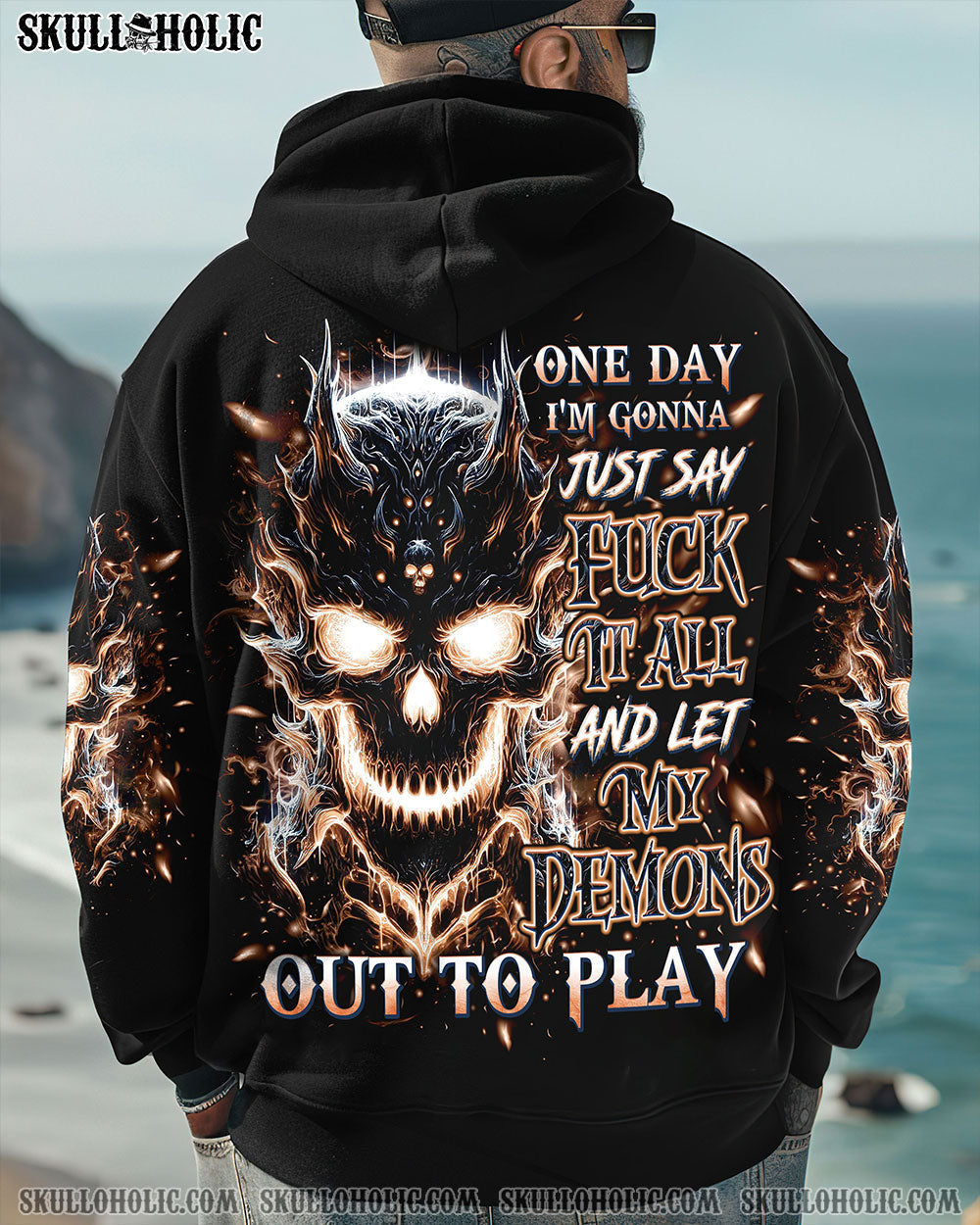 BLISSCORNERS ONE DAY I'M GONNA JUST SAY DEMON SKULL ALL OVER PRINT