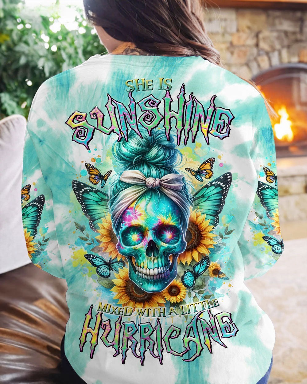 BLISSCORNERS ONE DAY I'M GONNA JUST SAY MESSY BUN SKULL ALL OVER PRINT