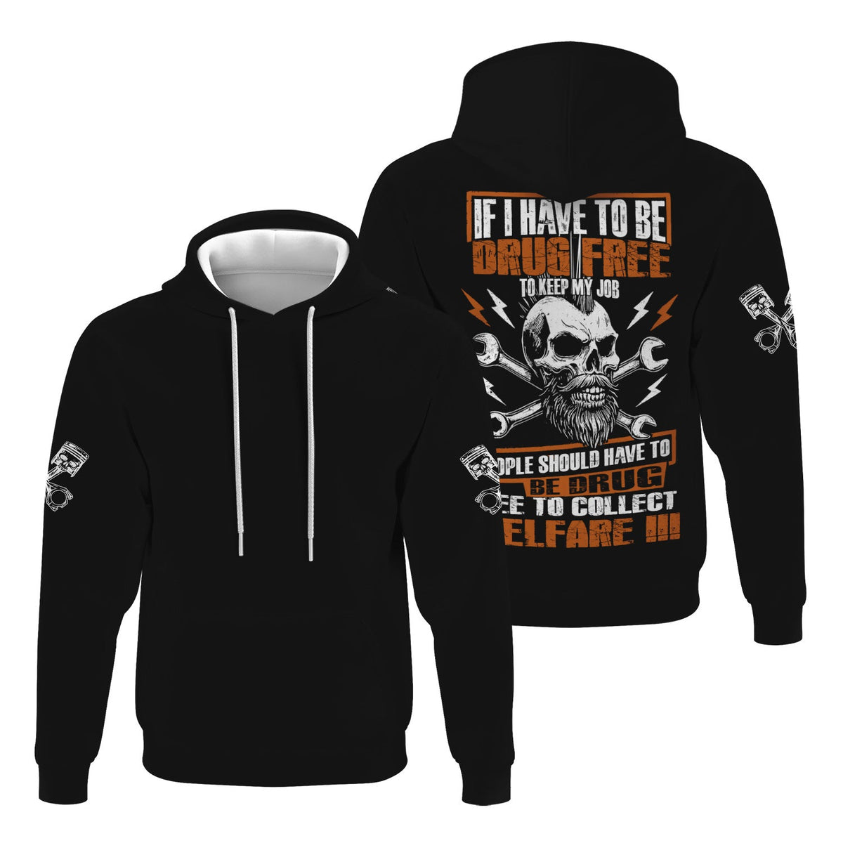 Blisscorners Funny Vintage Mechanic Shirt If I Have To Be Drug Free To Kep My Job Skull Wrench T Shirt