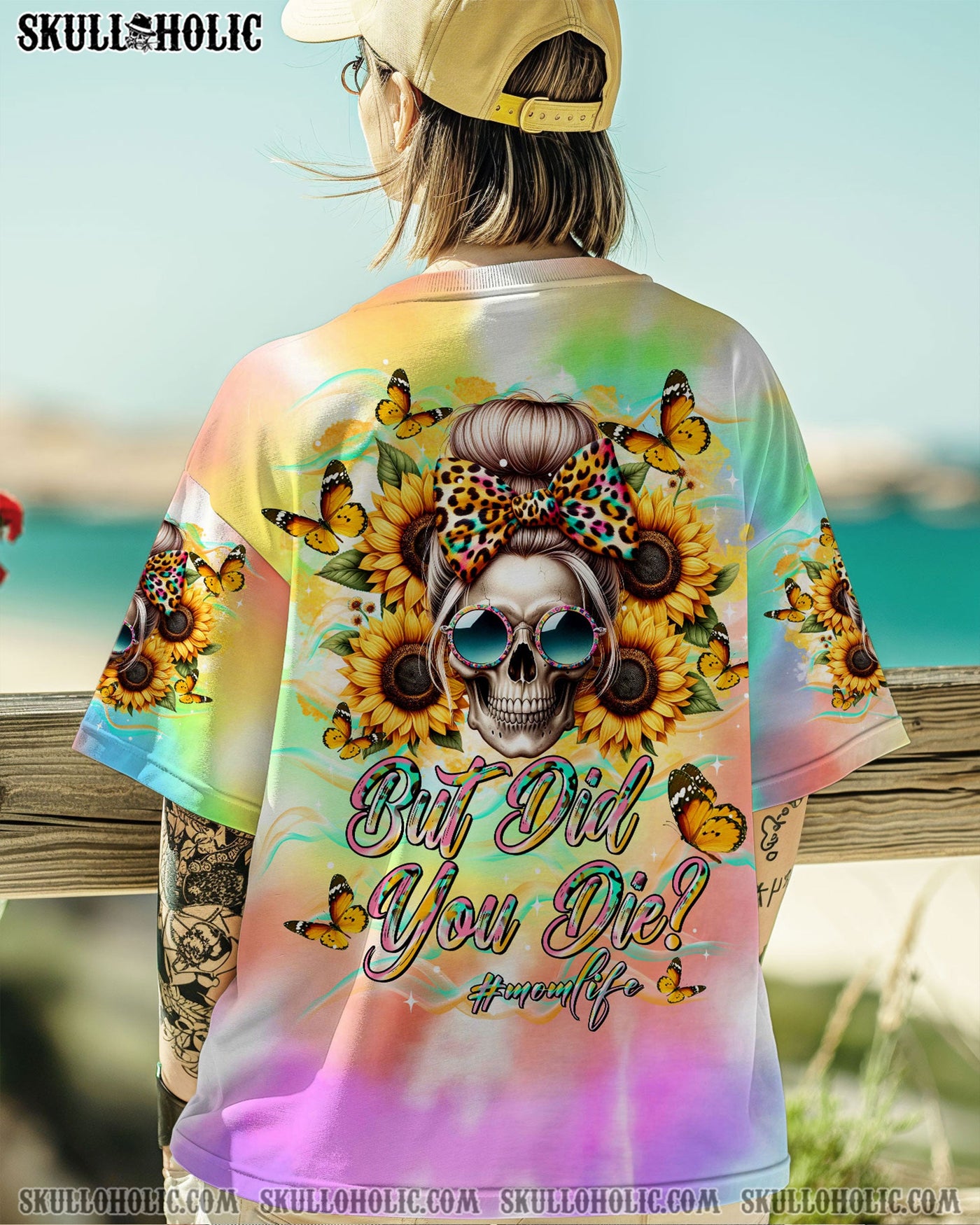 BLISSCORNERS BUT DID YOU DIE MOM LIFE SKULL MESSY BUN ALL OVER PRINT