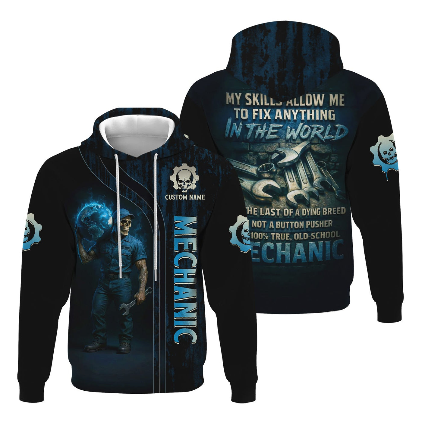 Blisscorners Personalized T-Shirt The Last Of A Dying Breed Old School Mechanic Carrying The Earth Design Shirt