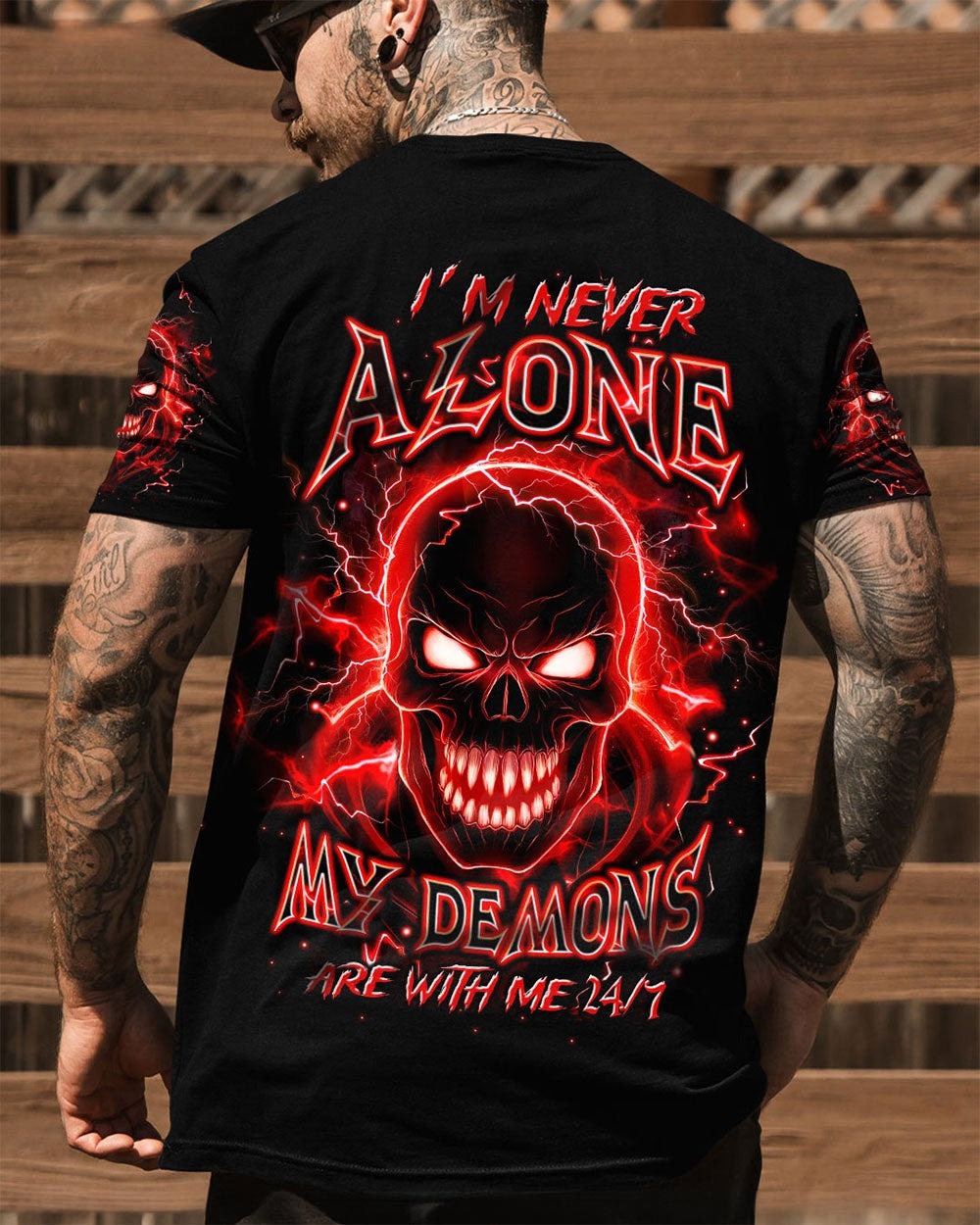 BLISSCORNERS I'M NEVER ALONE SKULL DEMON ALL OVER PRINT