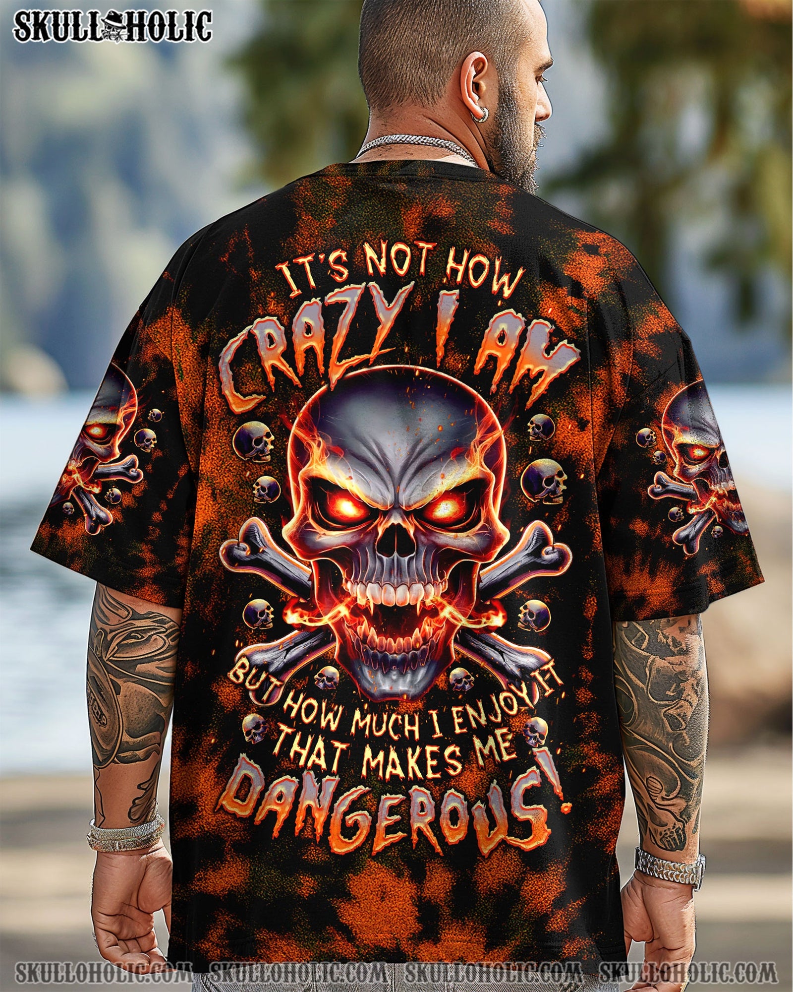 BLISSCORNERS IT'S NOT HOW CRAZY I AM SKULL TIE DYE ALL OVER PRINT