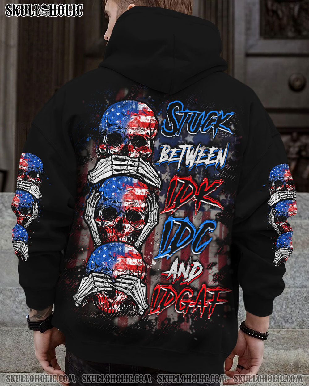 BLISSCORNERS STUCK BETWEEN IDK IDC AND IDGAF SKULL ALL OVER PRINT