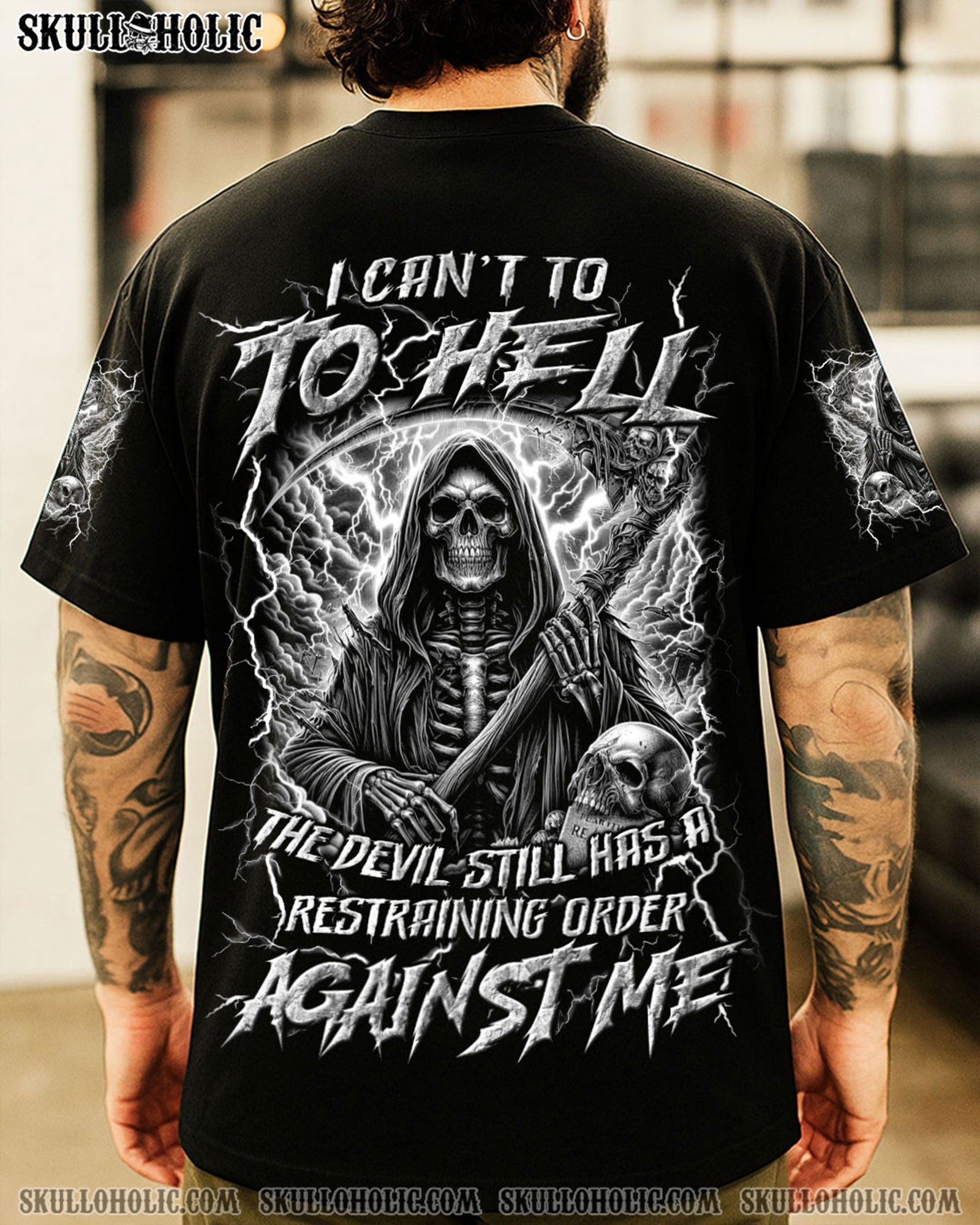 BLISSCORNERS I CAN'T GO TO HELL THUNDER SKULL ALL OVER PRINT