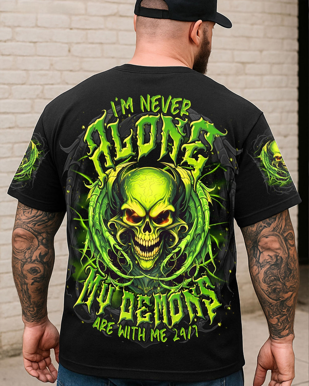 BLISSCORNERS I'M NEVER ALONE SKULL DEMON ALL OVER PRINT