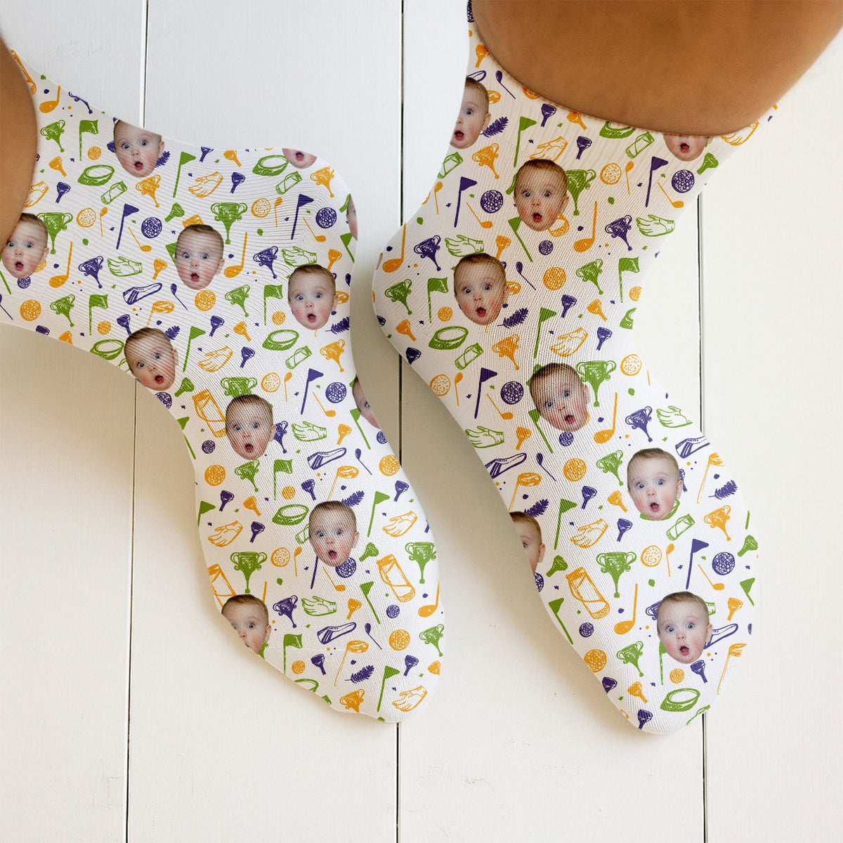 Blisscorners Personalized Socks With Photos, Socks With Faces, Fun Socks For Men, Christmas Golf GiftLM2611
