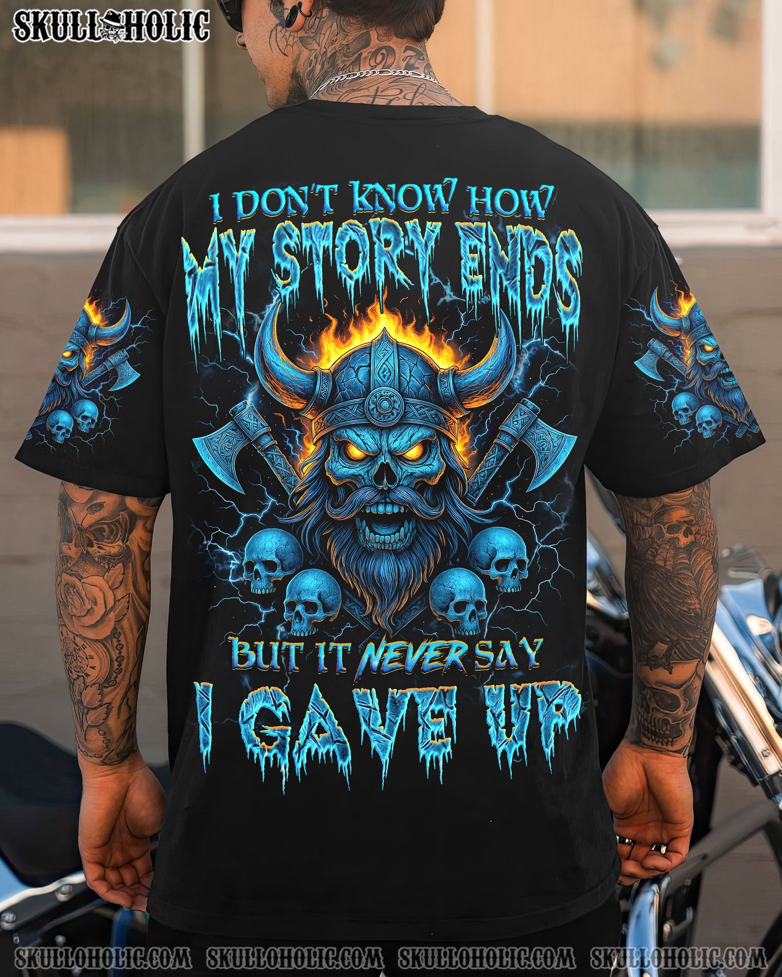 BLISSCORNERS I DON'T KNOW HOW MY STORY ENDS VIKING SKULL ALL OVER PRINT