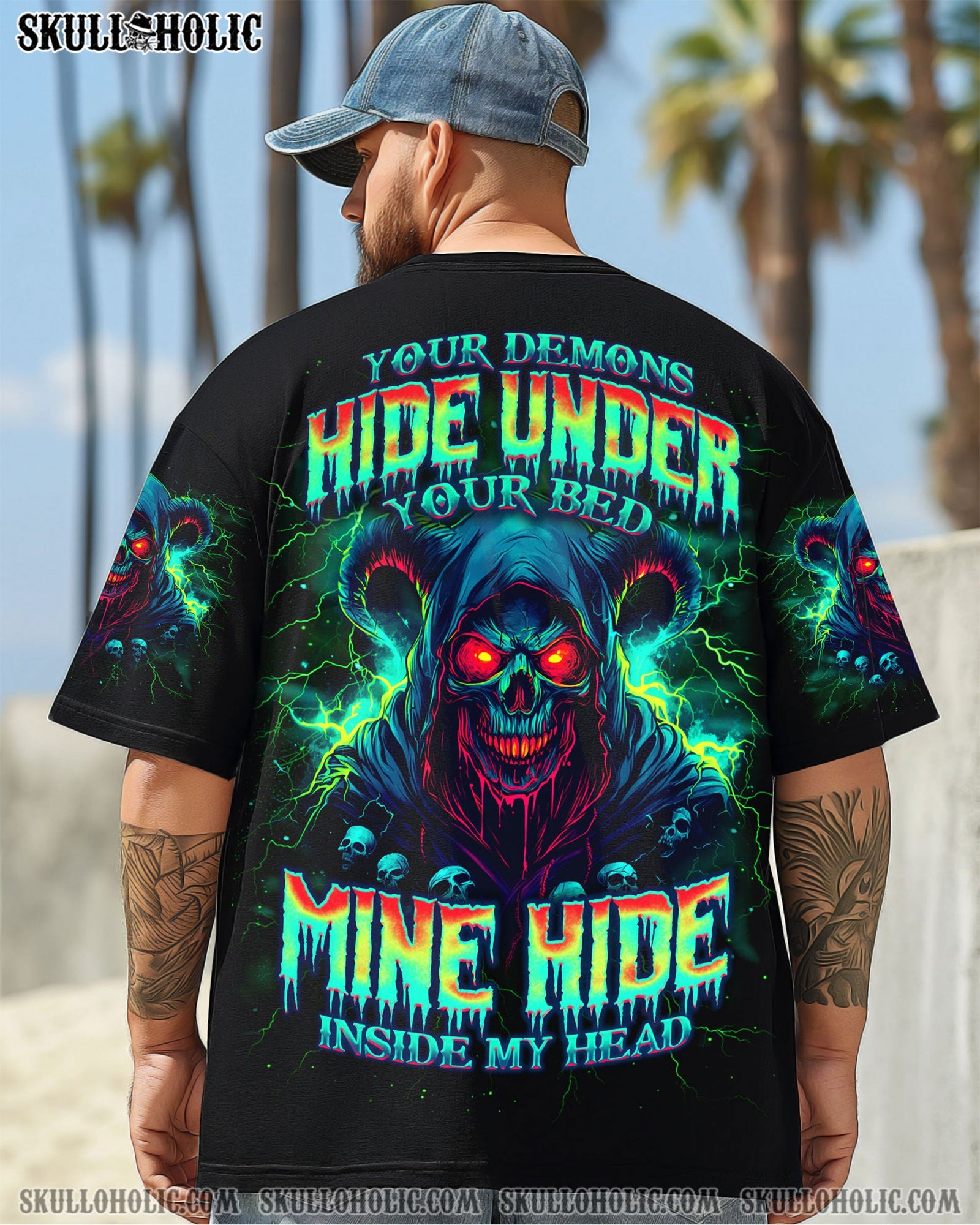 BLISSCORNERS YOUR DEMONS HIDE UNDER YOUR BED SKULL ALL OVER PRINT