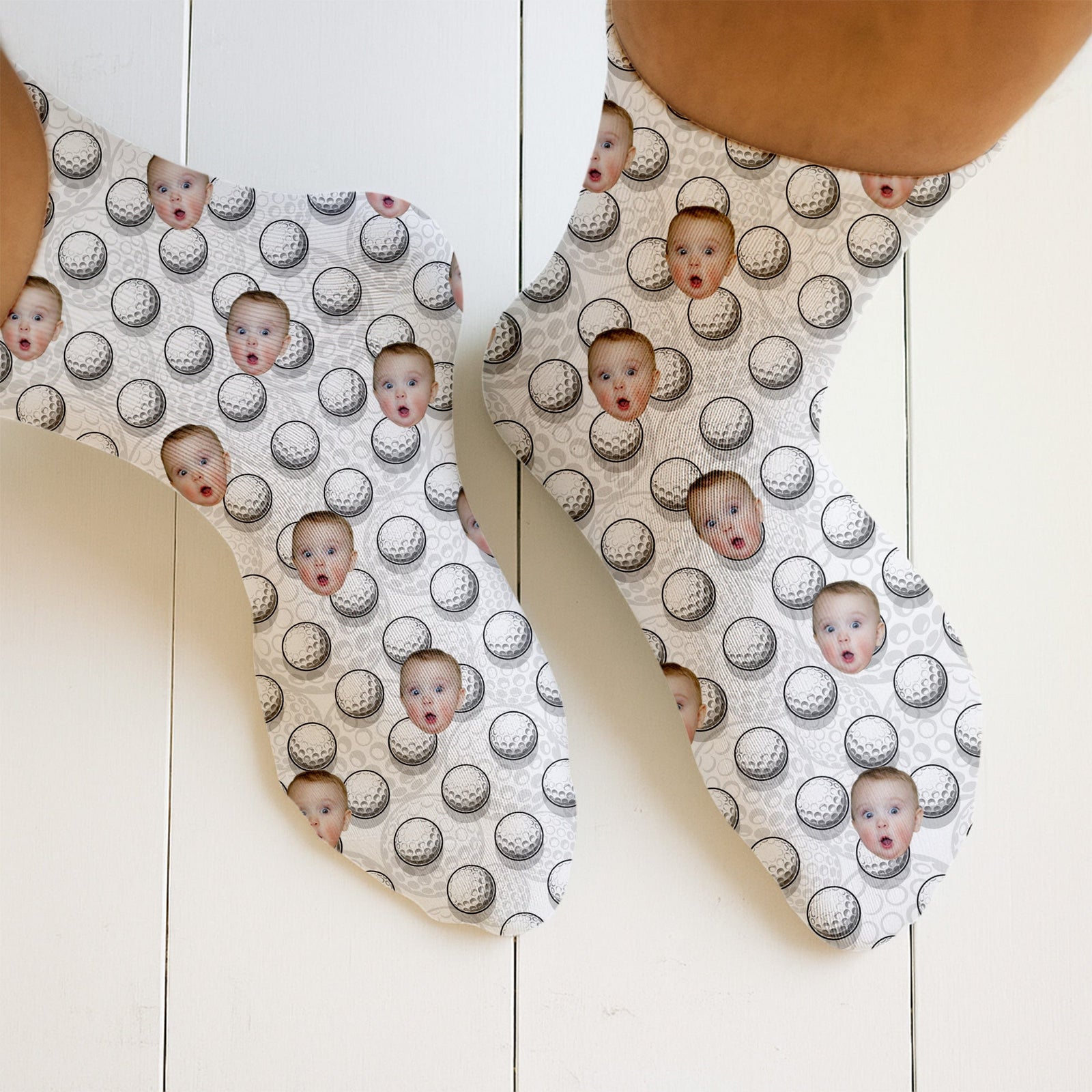 Blisscorners Personalized Socks With Photos, Golf Ball Pattern Socks, Fun Socks For Men, Christmas Golf GiftLM2611