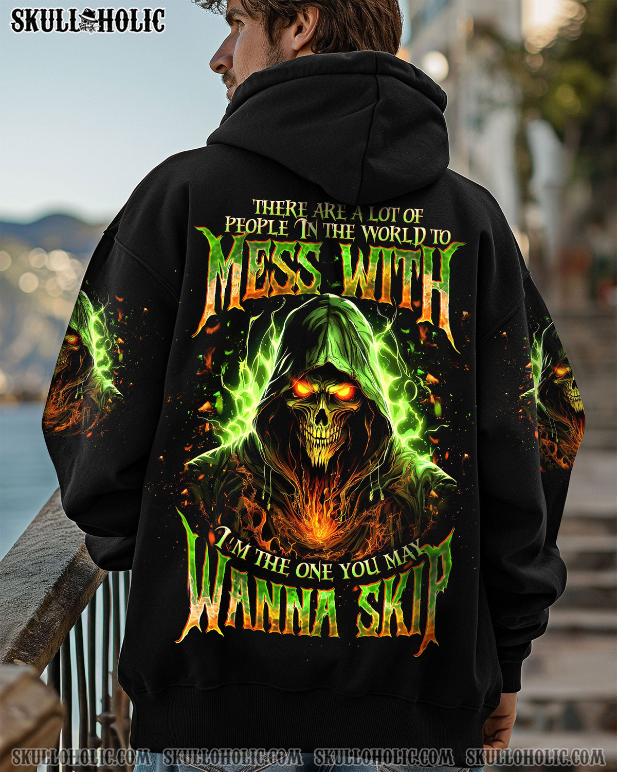 BLISSCORNERS I'M THE ONE YOU MAY WANNA SKIP SKULL REAPER ALL OVER PRINT