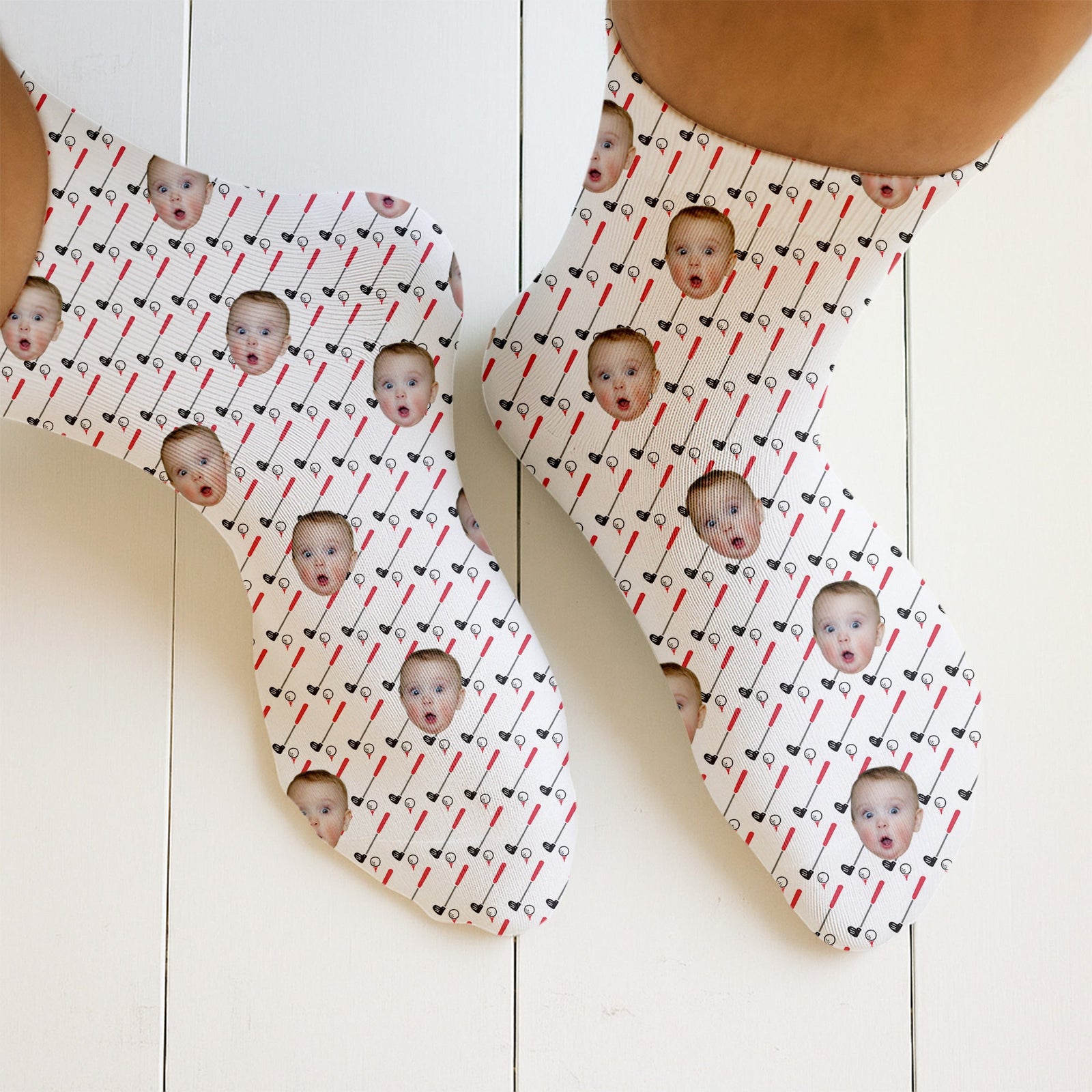 Blisscorners Personalized Socks With Photos, Funny Golf Club Pattern Fun Socks For Men, Christmas Golf GiftLM2611