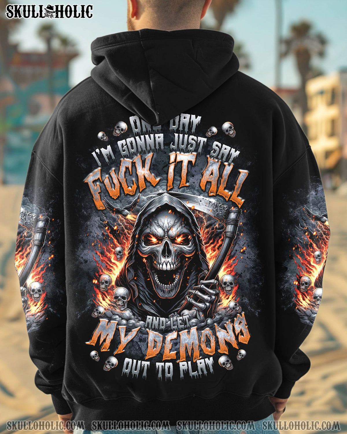 BLISSCORNERS ONE DAY I'M GONNA JUST SAY REAPER SKULL ALL OVER PRINT