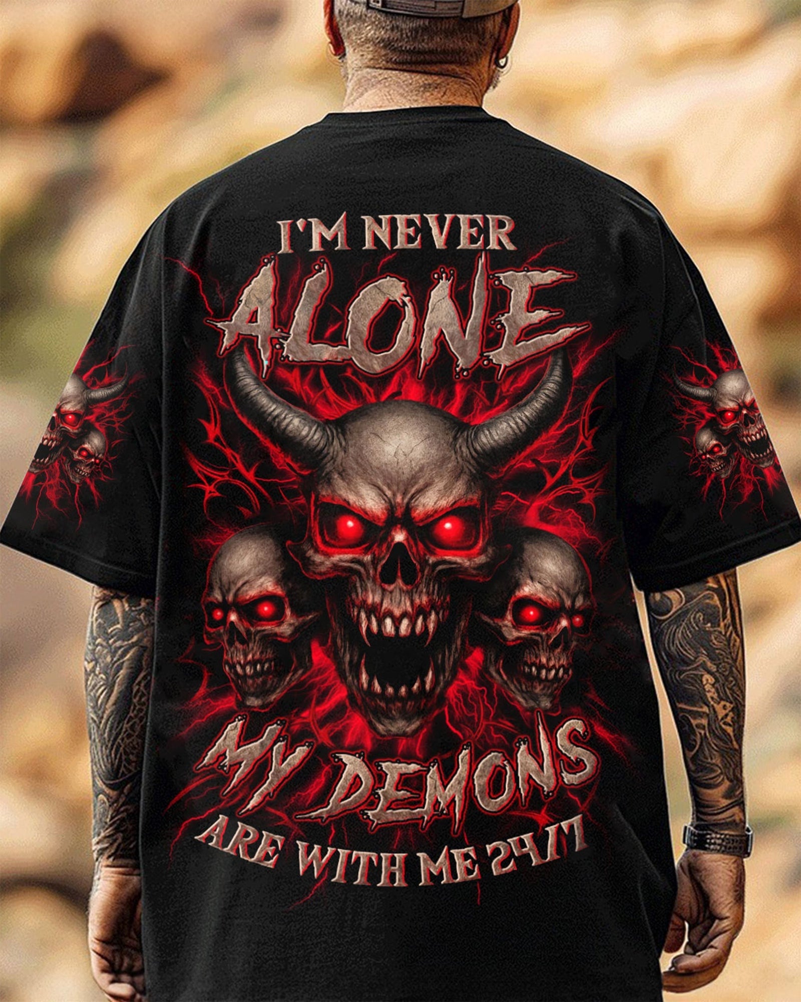 BLISSCORNERS I'M NEVER ALONE SKULL DEMON ALL OVER PRINT